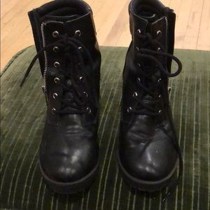 Black lace up combat boots